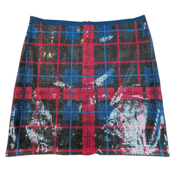 NWT Tommy HIlfiger Plaid Tartan Sequin Pencil Skirt Size 14 - Picture 2 of 5